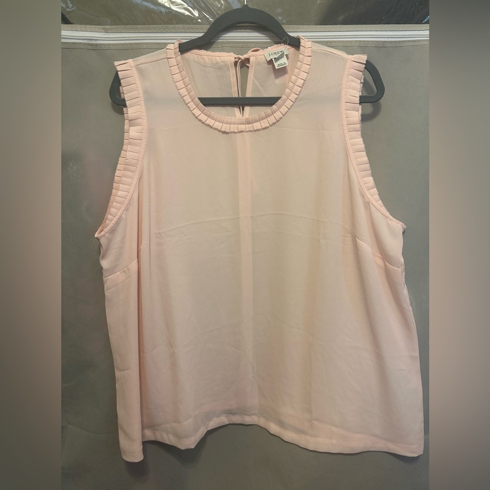 NWT J. Crew Pink Sleeveless Ruffled Blouse